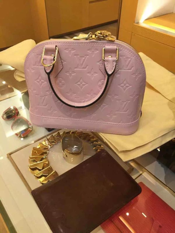 Real Louis Vuitton Monogram Vernis Alma BB Bag M50415 Rose